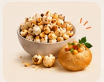 Bowl of coated crunchy puffs